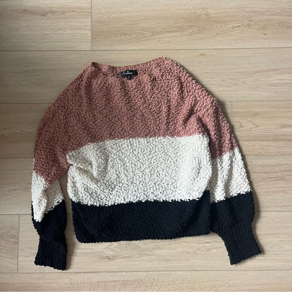 Lulu's Pink, Cream, and Black Striped Sweater